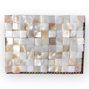 Belt Buckle Abalone Mother of Pearl Silver 4” x 2.5”